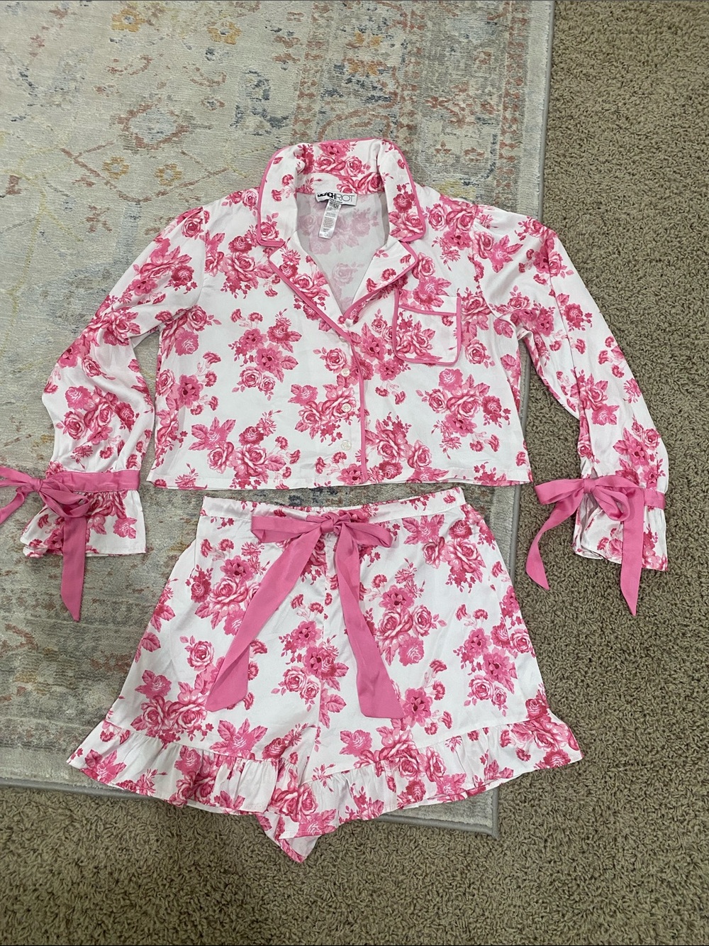 Beach Riot Pink Floral Two-Piece Pajama Set
